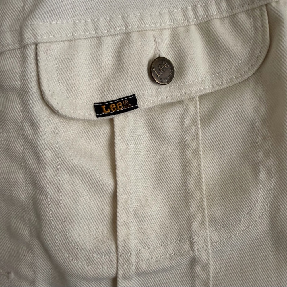 Vintage Lee Riders Hand Painted Denim Jacket White Artsy Boho Watercolor OOAK - Picture 9 of 12